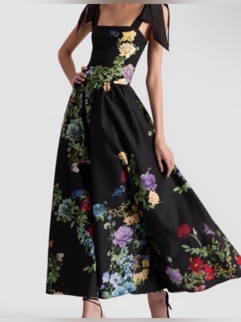 Alice + Olivia ORIANA Tie Strap Midi Dress $660 VENUS Floral Sz 2 NWT #047 - Picture 5 of 5